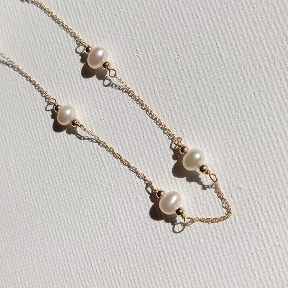 14k gold and freshwater pearl necklace - Picture 7 of 8